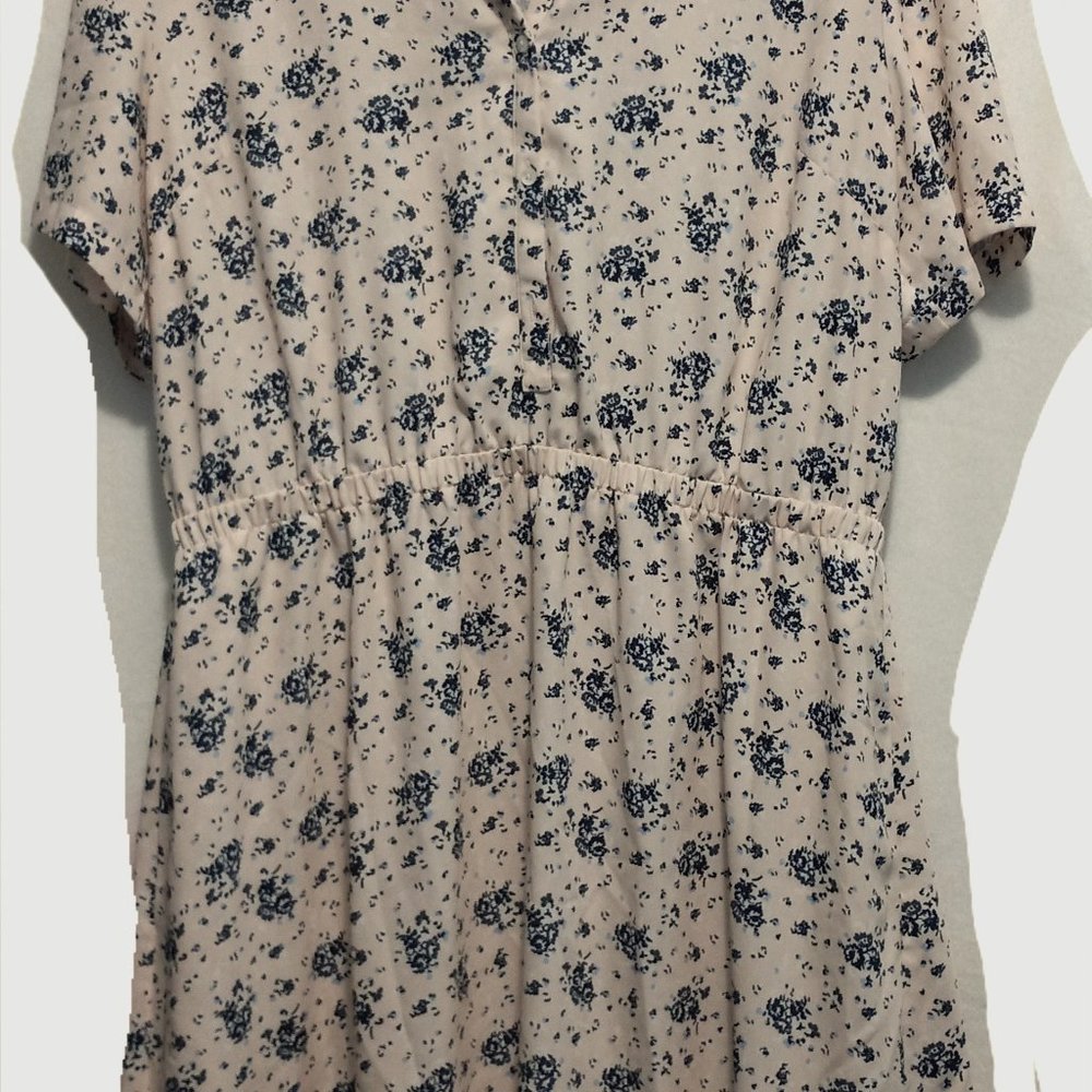 Calvin klein cream and blue flower mid length dress size xl